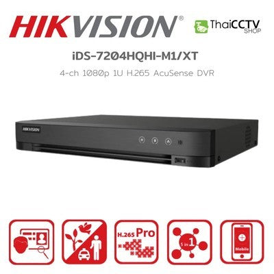 DVR HIKVISION ACUSENSE 1U H.265 1080P DE 4 CANALES IDS-7204HQHI-M1/XT