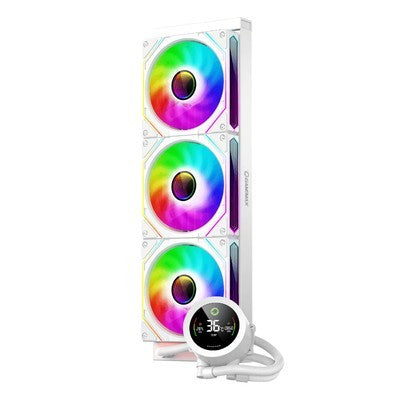 REFRIGERACION LIQUIDA GAMEMAX ICEBURG 360 DIGITAL WH ARGB FAN 3*12CM , DIGITAL DISPLAY TO TEMPERATURE, INTEL LGA1700/1366/1200 Y AMD AM5/AM4 AURA SYNC 5V 3PIN / 4PIN PWM GARANTIA 12 MESES