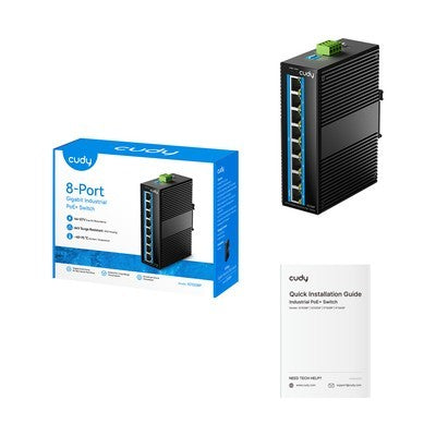 SWITCH CUDY 8 PUERTOS GIGABIT POE+ + 2 GIG SFP METAL