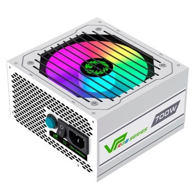 FUENTE DE PODER GAMEMAX 700W VP-700-RGB-M WHITE SEMI-MODULAR 80+ BRONZE FAN 12CM RGB MODO ECO 100-240V GARANTIA 12 MESES
