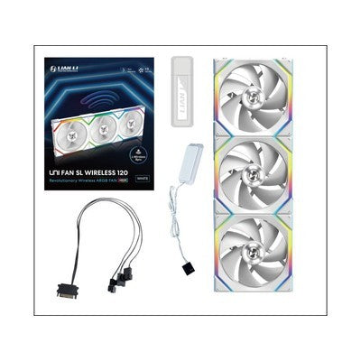 VENTILADOR LIAN LI UNI FAN SL-INFINITY WIRELESS 120 - TRIPLE PACK (REVERSE BLADE) - 2.4 GHZ WIRELESS SIGNAL ARGB FAN CONTROL - DOUBLE INFINITY MIRROR - LOW NOISE - CONTROLLER INCLUDED - WHITE (12RSLIN1W3W) - FAN - FAN-12I3WR - LIAN-LI - 840353048485 - 12R