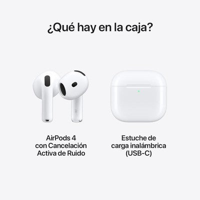 AUDIFONOS APPLE AIRPODS 4, BT, CANCELACION ACTIVA DE RUIDO, AUDIO ADAPTATIVO, ESTUCHE CARGA USB-C GARANTIA 12 MESES