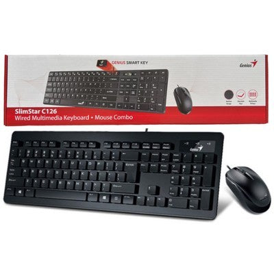 KIT GENIUS TECL. Y MOUSE SLIMSTAR C126 SP BK 12 TEC. FUNCION, DX-125 DPI 1200 USB GARANTIA 12 MESES