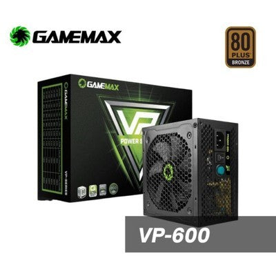 FUENTE DE PODER GAMEMAX 600W VP 600S BK 80 PLUS ATX 12V FAN HDB DE 12 CM ECO 200-240 V GARANTIA 12 MESES