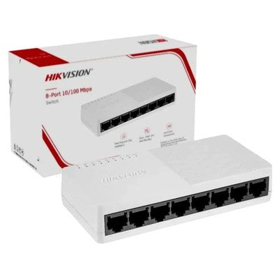SWITCH HIKVISION 8 PUERTOS 10/100MBPS PLUG & PLAY DS-3E0108D-O GARANTIA 12 MESES