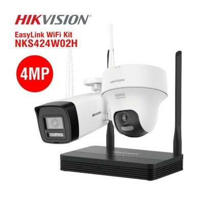 KIT NVS 4MP HIKVISION VISIÓN NOCTURNA WIFI H.265 DE 4 MP CON UNA BALA Y UNA TORRETA.