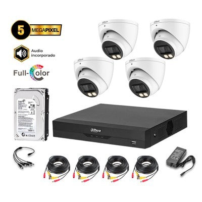 KIT 4 CÁMARAS CON AUDIO 5MP