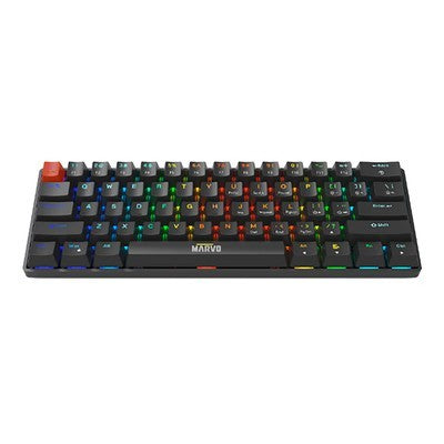 TECLADO MARVO KG933G SP BK MECANICO SWITCH RED 61 TECLAS RGB ARCOIRIS 12 MODOS USB-C GARANTIA 12 MESES