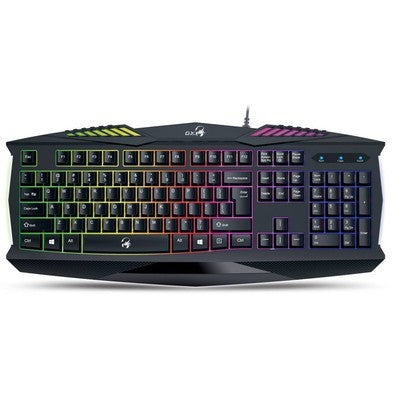 TECLADO GENIUS SCORPION K220 SP BK ILUMINACION ARCO IRIS USB 12TECLAS FN ROBUSTO Y RESISTENTE GARANTIA 12 MESES