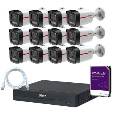 KIT 12 CAMARAS TUBO METALICA 720P HD