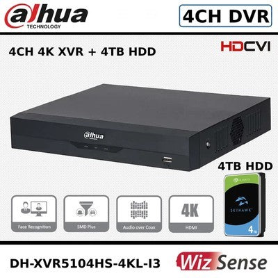 XVR DAHUA GRABADOR DE VÍDEO DIGITAL WIZSENSE 4CH PENTA-BRID 4K VALUE 5MP COMPACT 1U 1HDD
