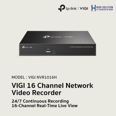 NVR TP-LINK VIGI NVR1016H 16 CANALES 24/7 REPRODUCCION RAPIDA EN VIVO HDMI VGA ONVIF (DISCO DURO DE 1TB HASTA 10TB) H.265+ BLACK