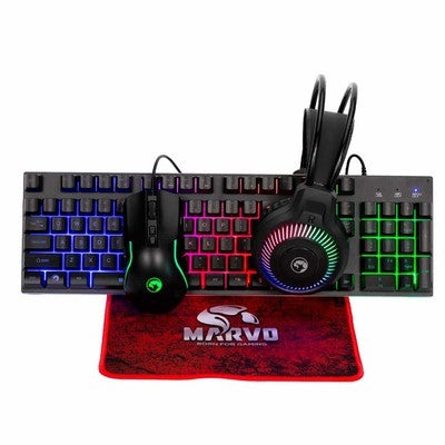 KIT 4 EN 1 MARVO CM416 SP LOOT 40 (TECL, + MOUSE + HEADPHONE + MOUSEPAD) 105 TECL RGB MIXTA DPI 8000 7 BOT, ALFOMBRILLA 250X210X2MM GARANTIA 12 MESES