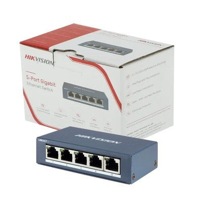 SWITCH HIKVISION 5 PUERTOS GIGABIT PLUG & PLAY DS-3E0505D-O GARANTIA 12 MESES