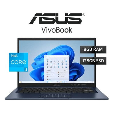 LAPTOP ASUS VIVOBOOK 14 INTEL CORE I3-1315U RAM 8GB DDR4 3200 (EXPANDIBLE HASTA 16GB) SSD 128GB (REEMPLAZABLE HASTA 1TB M.2) 14” (1920X1080) WINDOWS 11 HOME QUIET BLUE – 90NB10I1-M01L60 - 199291148536 - X1404VA-V14.I38128