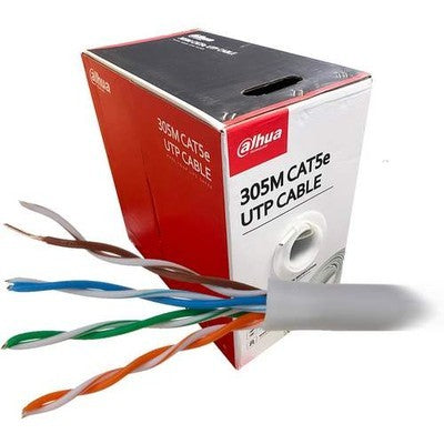 CABLE UTP CAT5E INT. DAHUA 305M COBRE 100% 24AWG CHAQUETA BLANCA GIGABIT ETHERNET DH-PFM920I-5EUN GARANTIA 12 MESES