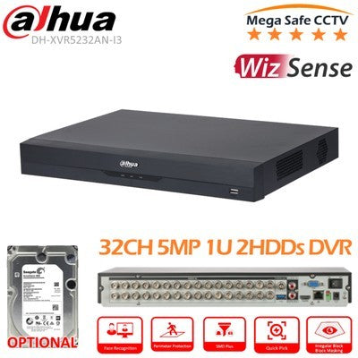XVR DAHUA GRABADOR DE VÍDEO DIGITAL WIZSENSE DE 32 CANALES, PENTABRIDADO, 5MP, 1080P, DH-XVR5232AN-I3/T