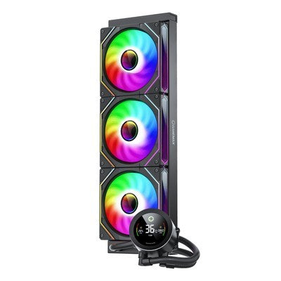 REFRIGERACION LIQUIDA GAMEMAX ICEBURG 360 DIGITAL BK ARGB FAN 3*12CM , DIGITAL DISPLAY TO TEMPERATURE, INTEL LGA1700/1366/1200 Y AMD AM5/AM4 AURA SYNC 5V 3PIN / 4PIN PWM GARANTIA 12 MESES