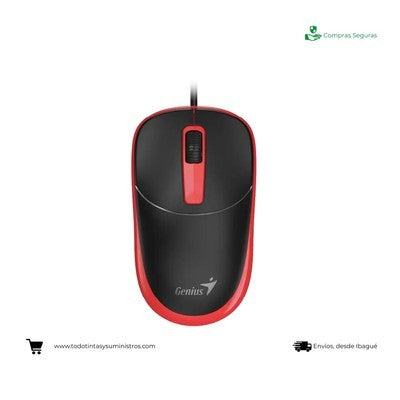 MOUSE GENIUS DX-123 NEGRO/ROJO 3 BOT. 1200 DPI USB GARANTIA 12 MESES
