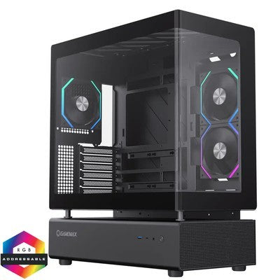 CASE GAMEMAX N80 BK ATX USB-C/3.0 FAN ARGB (POST 1*12CM, CHASIS 2*12CM, INFE. 3*12CM) DISEÑO MODULAR, VIDRIO TEMPL. LAT. Y FRONT. ACERO 0.8/1.0MM AURA SYNC GARANTIA 12 MESES