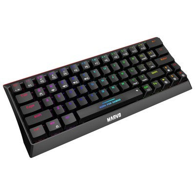 TECLADO MARVO KG962W SP-B MECANICO TRI-MODE 2.4G + BT + USB-C 63 TECL, RGB ARCOIRIS 1200MAH GARANTIA 12 MESES