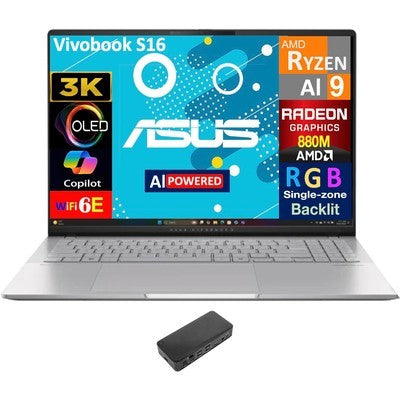 LAPTOP ASUS VIVOBOOK S16 OLED RYZEN 7-AI 350 2.0GHZ RAM 24GB SSD1TB 16" 3K OLED FREEDOS ESPAÑOL INCLUYE MOCHILA Y MOUSE BLACK - M5606KA-RI106