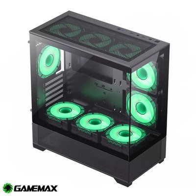 CASE GAMEMAX VISTA MB BK M-ATX USB 3.0/2.0 FAN OPCIONALES (POST, CHASIS LAT, INFE, SUPE) LAT. Y FRONT VIDRIO TEMP. SUPP. LIQUID COOLER GARANTIA 12 MESES