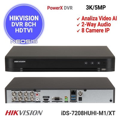 DVR HIKVISION 8-CH 5 MP 1U H.265 ACUSENSE DVR IDS-7208HUHI-M1/XT