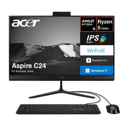 AIO ACER ASPIRE C24-2 RYZEN 5-7430U 8GB RAM 512GB ALM PAN 24 BLACK WIN 11(USA) - ACER151421
