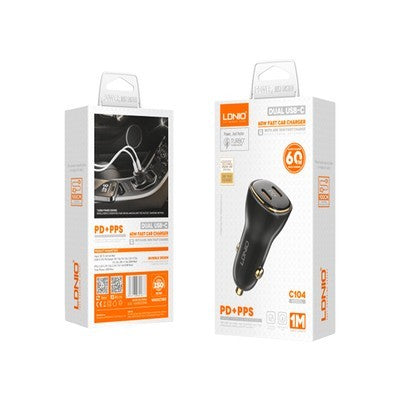 CARGADOR VEH. LDNIO C104 60W 2P PD+PD + CAB TC-IPH