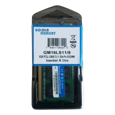 MEMORIA RAM 8GB DDR3L 1600MHZ GOLDEN SODIMM GM16LS11/8 GARANTIA 12 MESES
