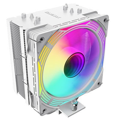 COOLER CPU GAMEMAX ICE FORCE WH ARGB EFECTO INFINITO 4 TUBOS TERMICOS, INTEL LGA1700/1366/1200 Y AMD AM5/AM4 AURA SYNC 5V 3PIN / 4PIN PWM GARANTIA 12 MESES
