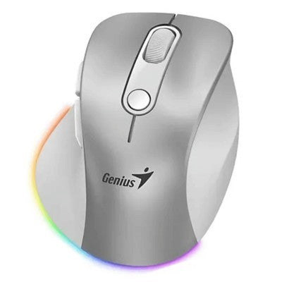MOUSE GENIUS ERGO 9000S INALAMBRICO RECARGABLE SILVER ERGONOMICO VERTICAL RGB