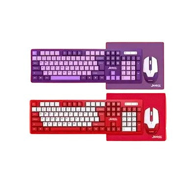 TECLADO+MOUSE+MAT JEDEL WIRELESS WS737 RED/PURPLE
