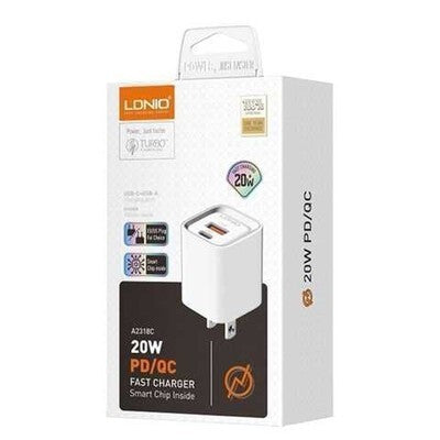 CARGADOR LDNIO A2318C 20W 2P USB+PD + CAB TC-IPH +.