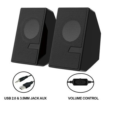 PARLANTES PC D7 BK 3W×2 USB 2.0 + JACK 3.5MM 5V/1A GARANTIA 12 MESES