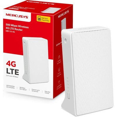 ROUTER MERCUSYS MB110-4G LTE 300MPS SIM PLUG & PLAY HASTA 32 DISPOSITIVOS GARANTIA 12 MESES