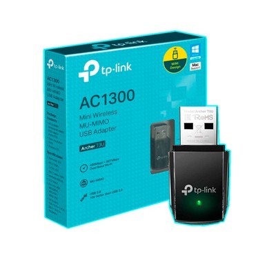 TARJETA DE RED TP-LINK ARCHER T3U MINI USB ADAPTER AC1300 DUAL BAND 867MBPS A 5GHZ + 400MBPS A 2.4GHZ/USB - 6935364020613 - ARCHERT3U