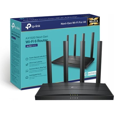 ROUTER TP-LINK ARCHER AX12 WIFI 6 AX1500 GIGABIT DUAL BAND 5GHZ: 1201MBPS Y 2.4GHZ: 300MBPS 4 ANT. OFDMA Y MU-MIMO GARANTIA 12 MESES