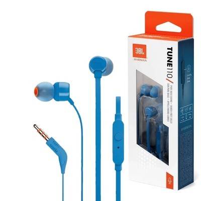AUDIFONOS JBL TUNE 110 T110 INEAR BY HARMAN MANOS LIBRES 3.5MM *BLUE - AZUL* - JBL-T110-BL - JBLT110BLUAM - 050036355483