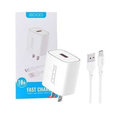 CARGADOR ECCO 18W EC18-C USB + CAB USB-V8 NEW ++.