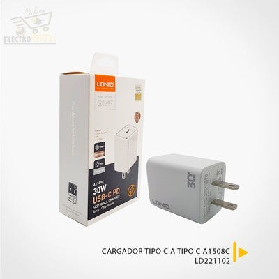 CARGADOR LDNIO A1508C 30W 1P PD + CAB TC-IPH