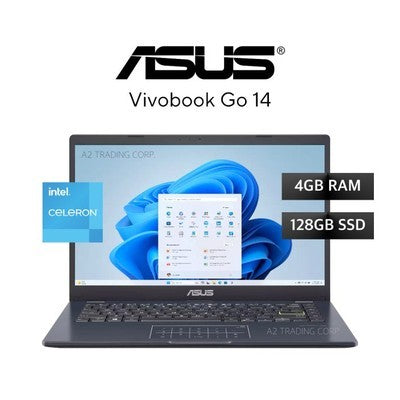 LAPTOP ASUS VIVOBOOK GO 14 E410KA-CL4128 INTEL CELERON® N4500 RAM 4GB SSD 128GB EMMC 14" (1920X1080) WINDOWS 11 HOME STAR BLACK - E410KA-CL4128