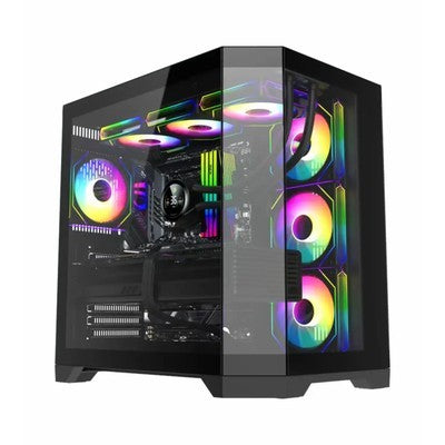 CASE GAMEMAX HYPE-A BK ATX USB 3.0/2.0 FAN ARGB (POST. 1*12CM, LAT. 3*12CM) PANORAMICO LAT Y FRONT VIDRIO TEMP. CONTROLADOR RGB AURA SYNC GARANTIA 12 MESES
