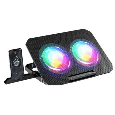VENTILADOR SPEEDMIND SMCOS8870 COOLING PAD NEGRO RGB CONHUB Y CELL PHONE STAND
