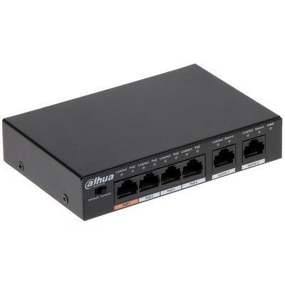 SWITCH POE DAHUA 4 * PUERTOS POE (36W) + 2*UPLINK GIGABIT CAPA 2 METALICO DH-CS4006-4ET2GT-36 GARANTIA 12 MESES