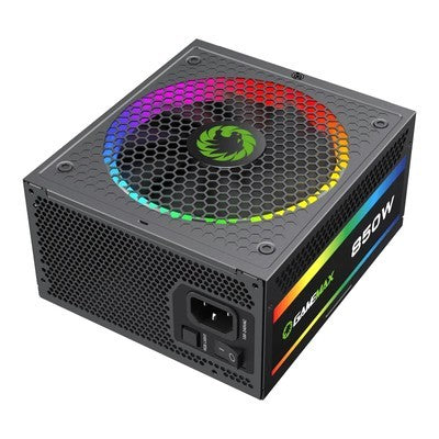 FUENTE DE PODER GAMEMAX 850W RGB-850 PRO BK MODULAR 80+ GOLD FAN 14CM ARGB (25 MODOS) 100-240V ATX3.1 AURA SYNC GARANTIA 12 MESES