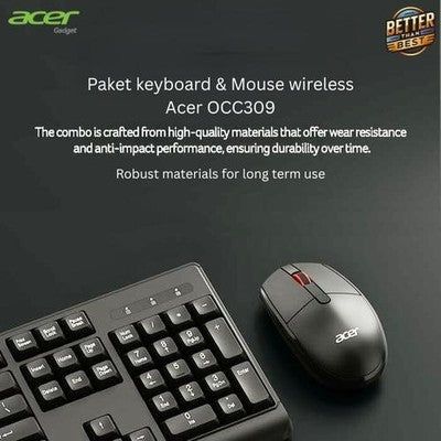 KIT 2 EN 1 ACER OCC309 BK SP TECL + MOUSE 2.4G 4 BOT DPI 1600 PILAS AAA (NO INCL) GARANTIA 12 MESES