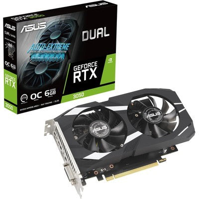 TARJETA DE VIDEO ASUS DUAL GEFORCE RTX™ 3050 OC 6GB GDDR6X DOS VENTILADORES PCIE 4.0/DVI/HDMI/DP - 90YV0K60-M0AA00