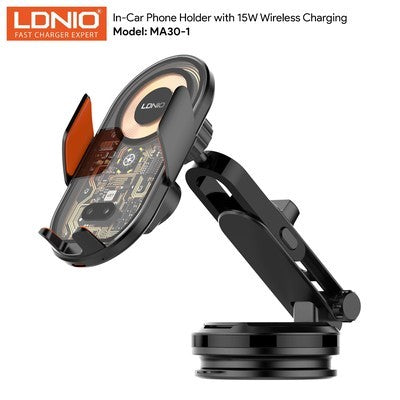 SOPORTE VEH LDNIO MA30 WIRELESS 15W SENSOR BLACK +.